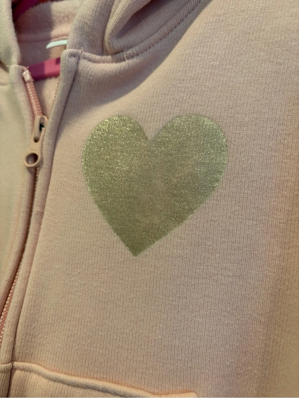 The Children’s Place Pink Zip Hoodie with Glitter Heart